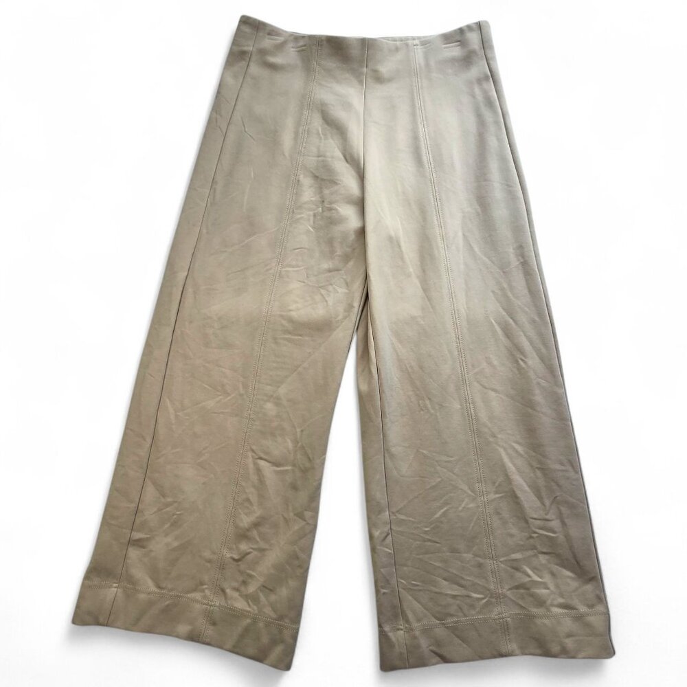 Jones & Co Womens Wide Leg Beige Pants XL Stretch Blend Elastic Waist